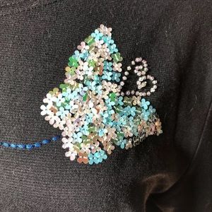 Quacker Factory butterflies in sequins. Tunic in M